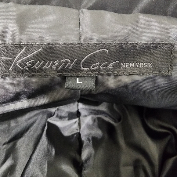 NWT Kenneth Cole Long Puffer Black Trench Coat Size L - Picture 2 of 13